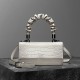 Leather handbag, one shoulder crossbody bag, white mini square bag - Memoo.com